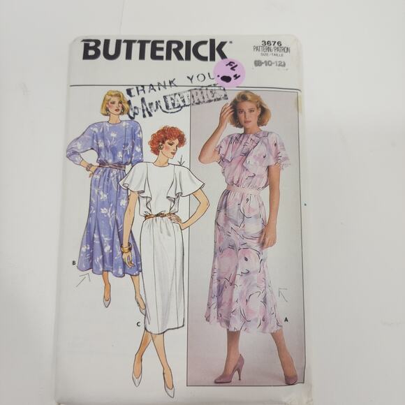 UNCUT Butterwick Woman's  Dress Sewing Pattern Size 8-12 1986 Vintage - Picture 1 of 3